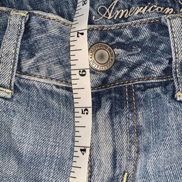 Distressed Denim Shorts With Beaded Trim Size 2 - Picture 10 of 11